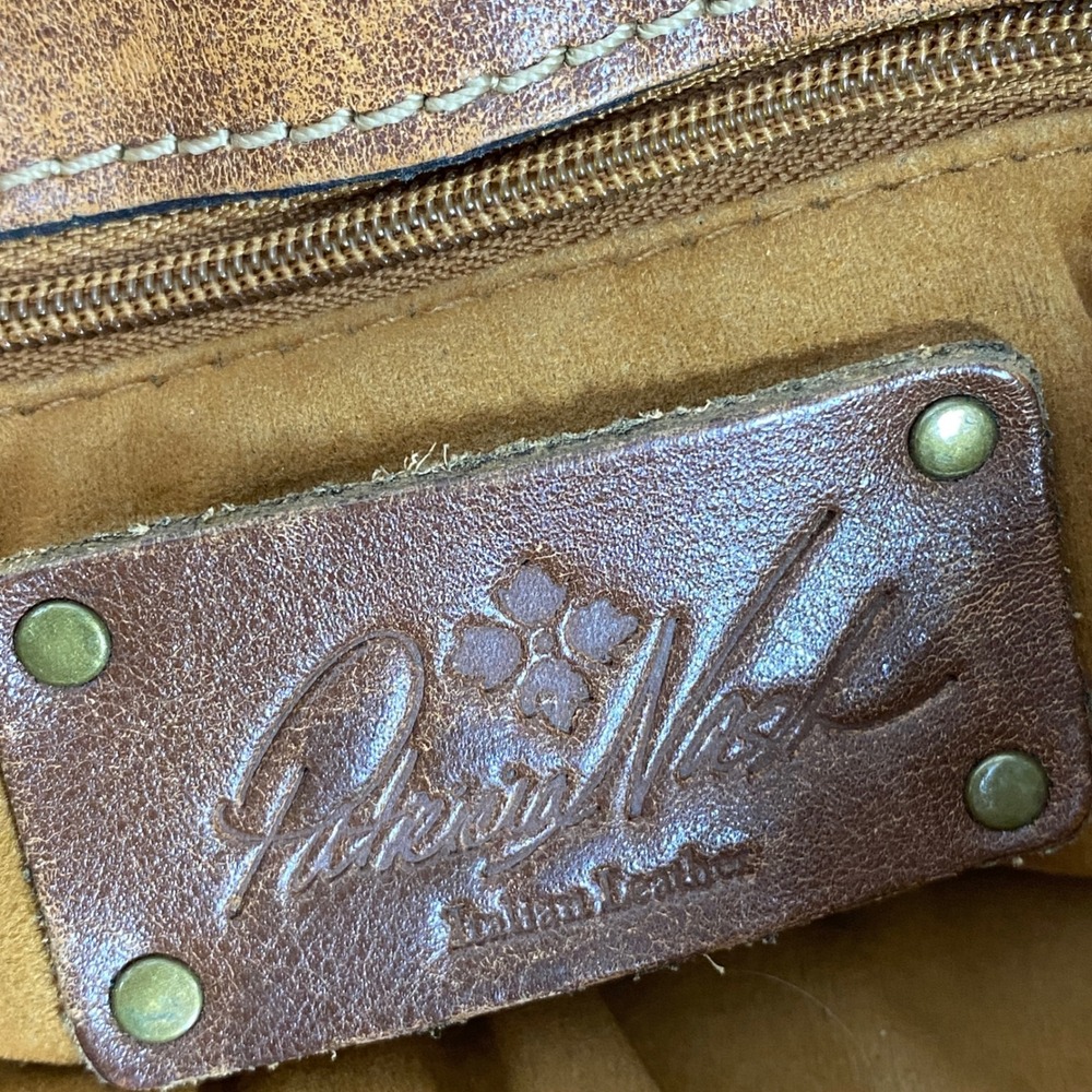 Patricia Nash Armeno Distressed Brown Leather Studded‎ Crossbody Messenger Bag - Picture 11 of 16